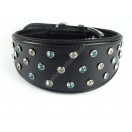Genuine Leather Dog Collar with Diamante